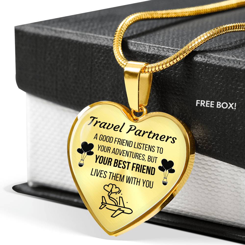 TRAVEL PARTNERS LUXURY NECKLACE | CUSTOM ENGRAVING | GIFT BOX - ON CLOUD NINE GIFTS