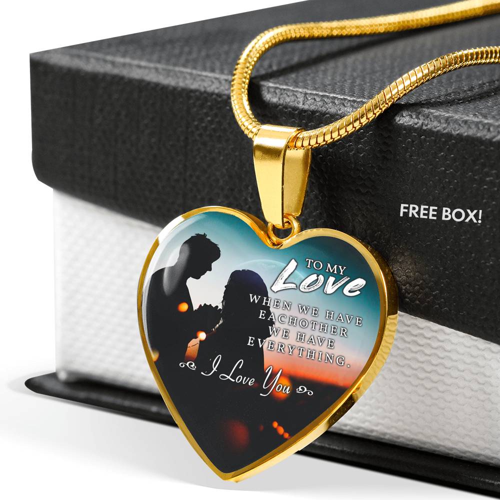 TO MY LOVE "EVERYTHING-PB" ENGRAVING HEART NECKLACE GIFT SET - ON CLOUD NINE GIFTS