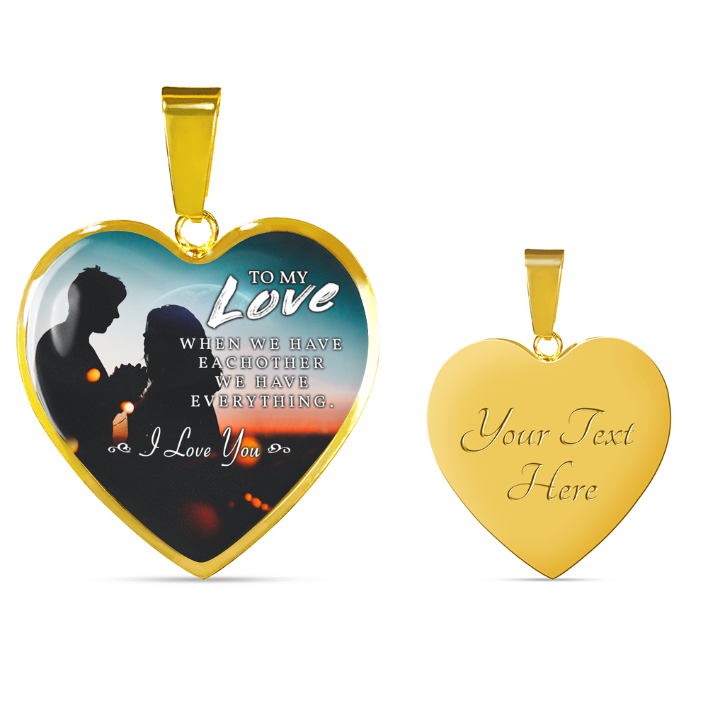 TO MY LOVE "EVERYTHING-PB" ENGRAVING HEART NECKLACE GIFT SET - ON CLOUD NINE GIFTS