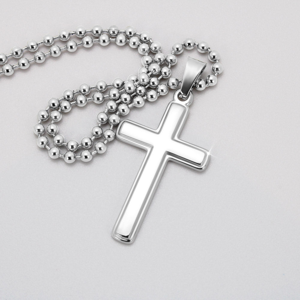 DEAR DADDY PEACE BLACK PERSONALIZED CROSS NECKLACE GIFT SET (BALL CHAIN) - ON CLOUD NINE GIFTS