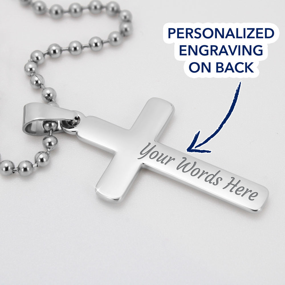 TO MY DADDY HERO GREY PERSONALIZED CROSS NECKLACE GIFT SET - ON CLOUD NINE GIFTS
