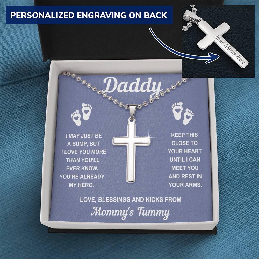 TO MY DADDY HERO GREY PERSONALIZED CROSS NECKLACE GIFT SET - ON CLOUD NINE GIFTS