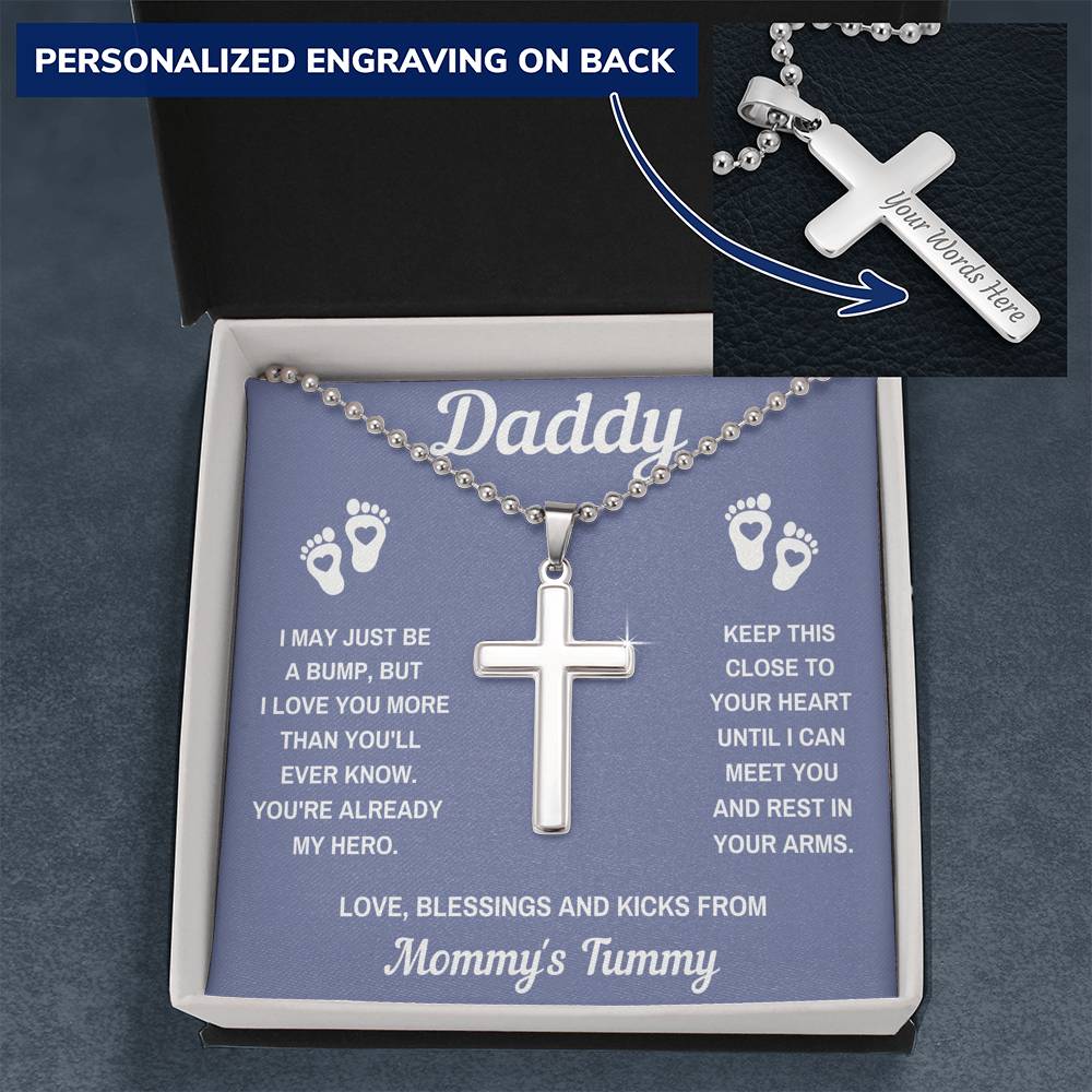 TO MY DADDY HERO GREY PERSONALIZED CROSS NECKLACE GIFT SET - ON CLOUD NINE GIFTS