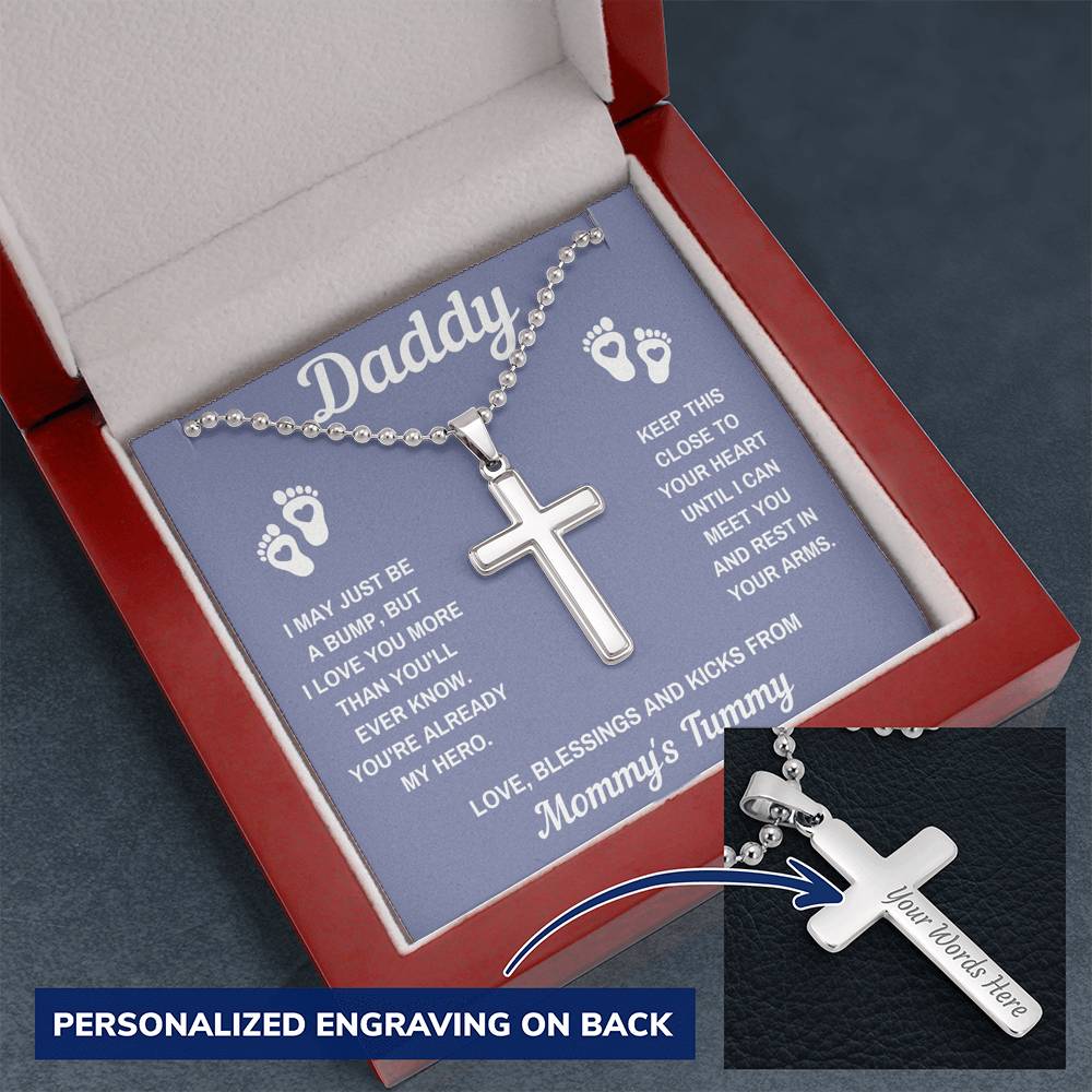 TO MY DADDY HERO GREY PERSONALIZED CROSS NECKLACE GIFT SET - ON CLOUD NINE GIFTS