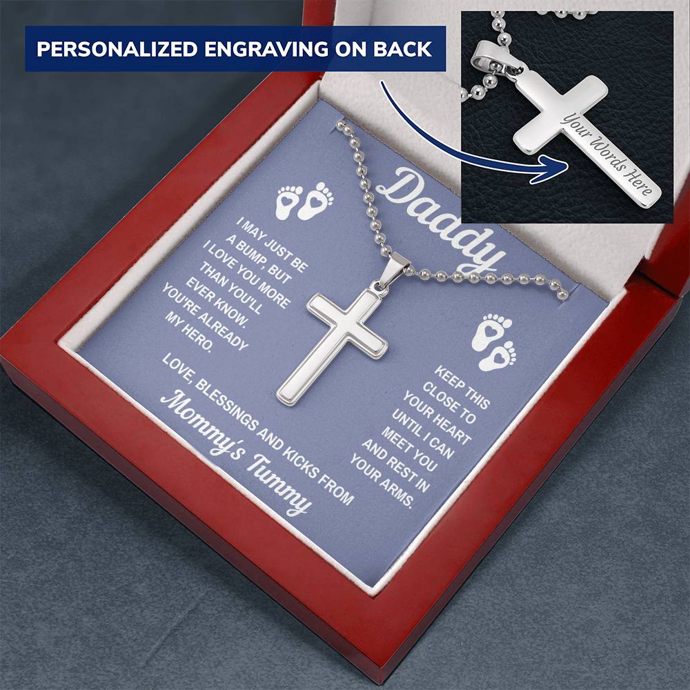 TO MY DADDY HERO GREY PERSONALIZED CROSS NECKLACE GIFT SET - ON CLOUD NINE GIFTS