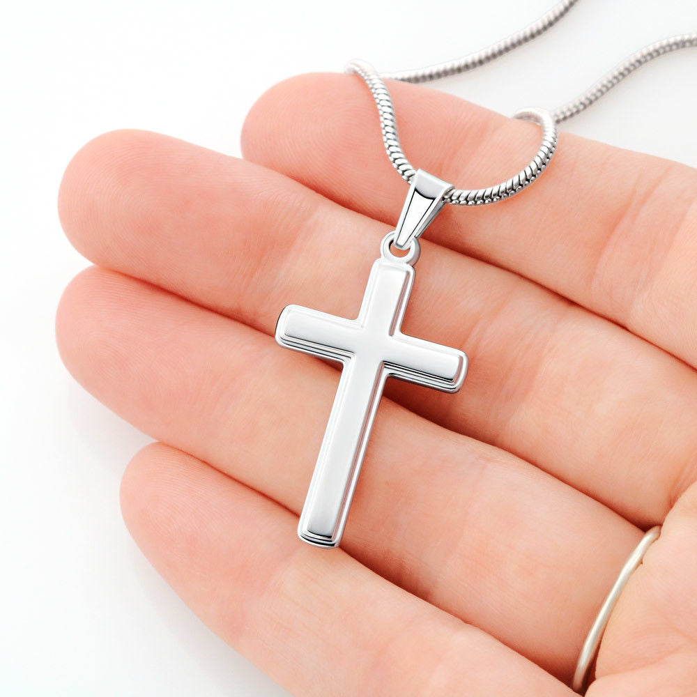 STAINLESS CROSS NECKLACE W/ BALL CHAIN & MC - ON CLOUD NINE GIFTS