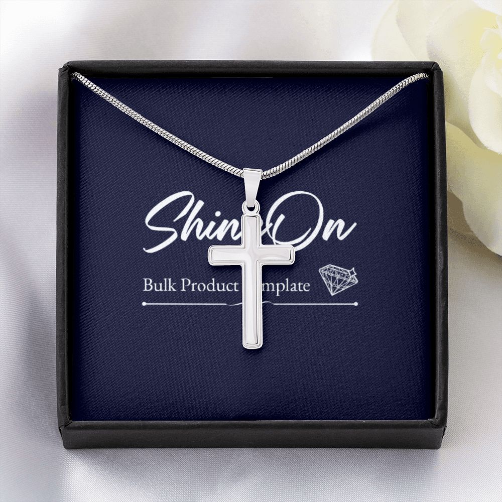 STAINLESS CROSS NECKLACE W/ BALL CHAIN & MC - ON CLOUD NINE GIFTS