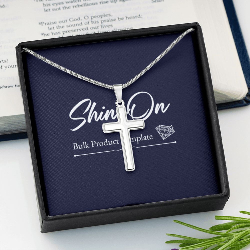 STAINLESS CROSS NECKLACE W/ BALL CHAIN & MC - ON CLOUD NINE GIFTS