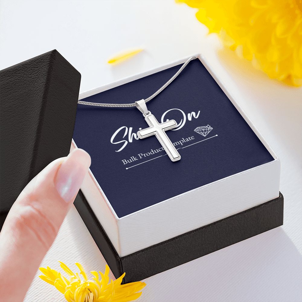 STAINLESS CROSS NECKLACE W/ BALL CHAIN & MC - ON CLOUD NINE GIFTS