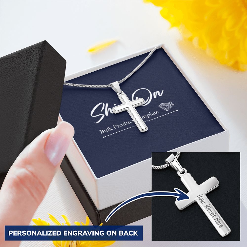 STAINLESS CROSS NECKLACE W/ BALL CHAIN & MC - ON CLOUD NINE GIFTS