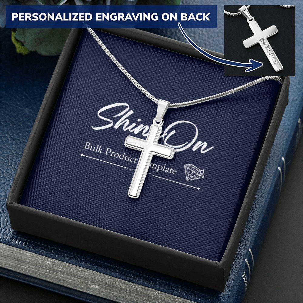 STAINLESS CROSS NECKLACE W/ BALL CHAIN & MC - ON CLOUD NINE GIFTS