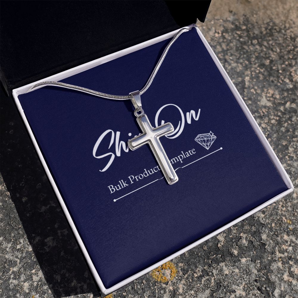 STAINLESS CROSS NECKLACE W/ BALL CHAIN & MC - ON CLOUD NINE GIFTS