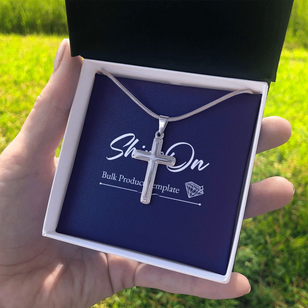 STAINLESS CROSS NECKLACE W/ BALL CHAIN & MC - ON CLOUD NINE GIFTS