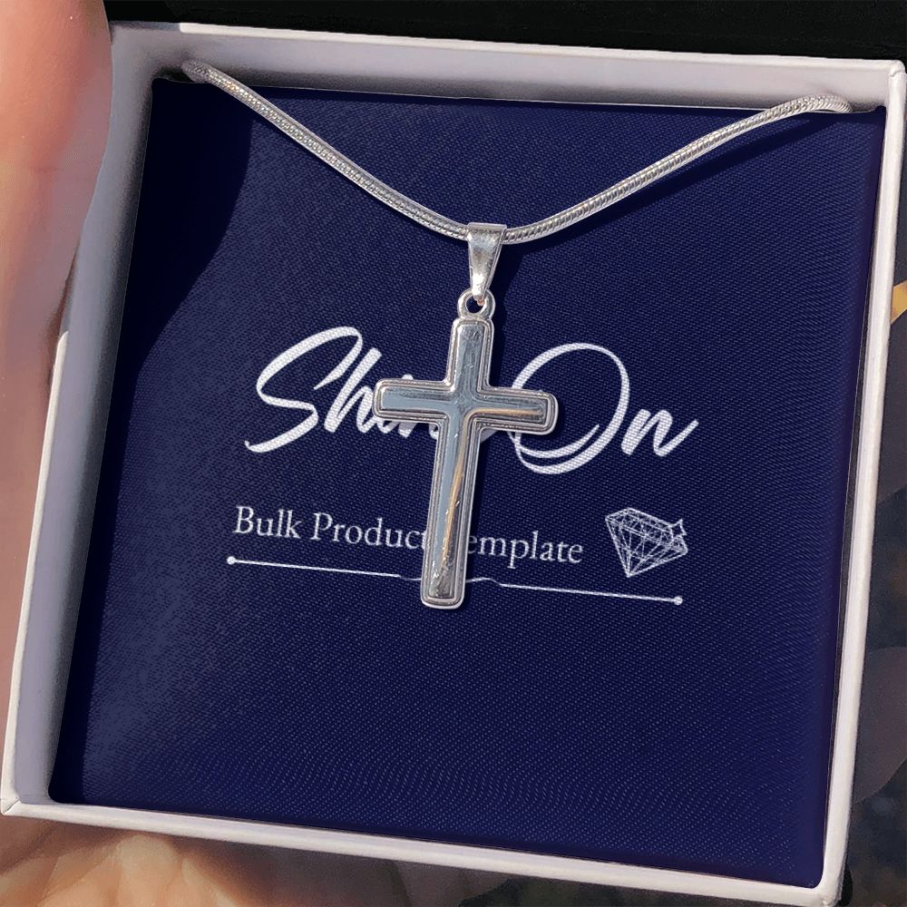 STAINLESS CROSS NECKLACE W/ BALL CHAIN & MC - ON CLOUD NINE GIFTS