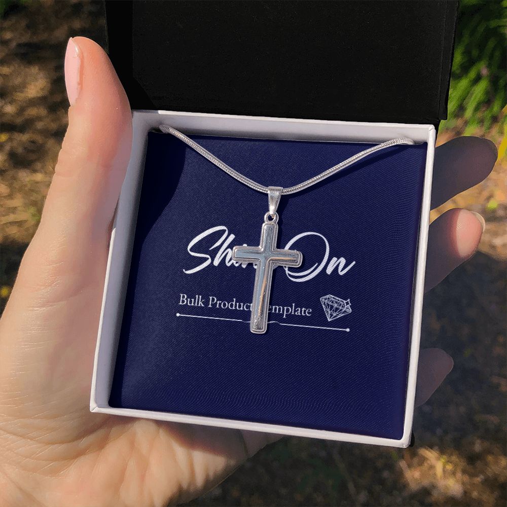STAINLESS CROSS NECKLACE W/ BALL CHAIN & MC - ON CLOUD NINE GIFTS