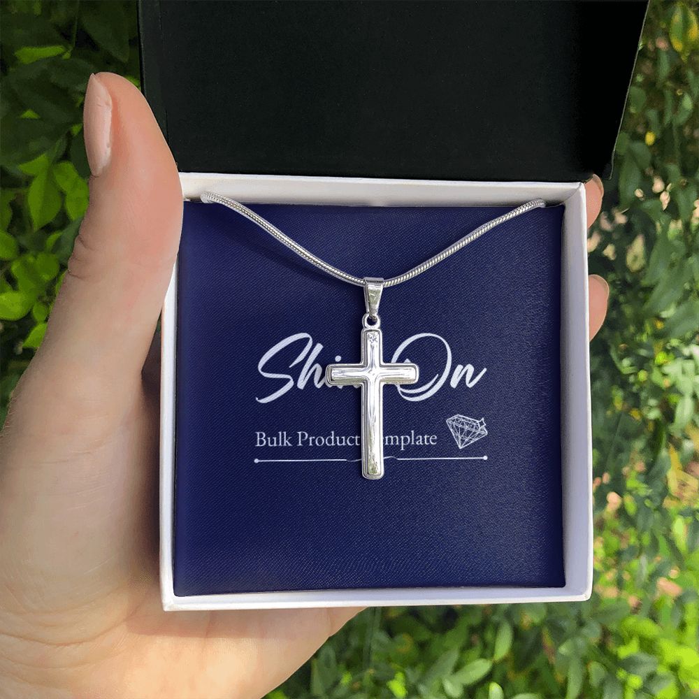 STAINLESS CROSS NECKLACE W/ BALL CHAIN & MC - ON CLOUD NINE GIFTS