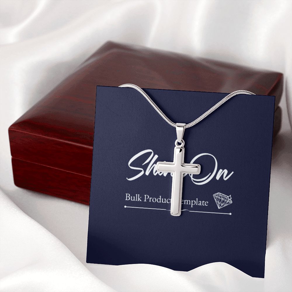 STAINLESS CROSS NECKLACE W/ BALL CHAIN & MC - ON CLOUD NINE GIFTS