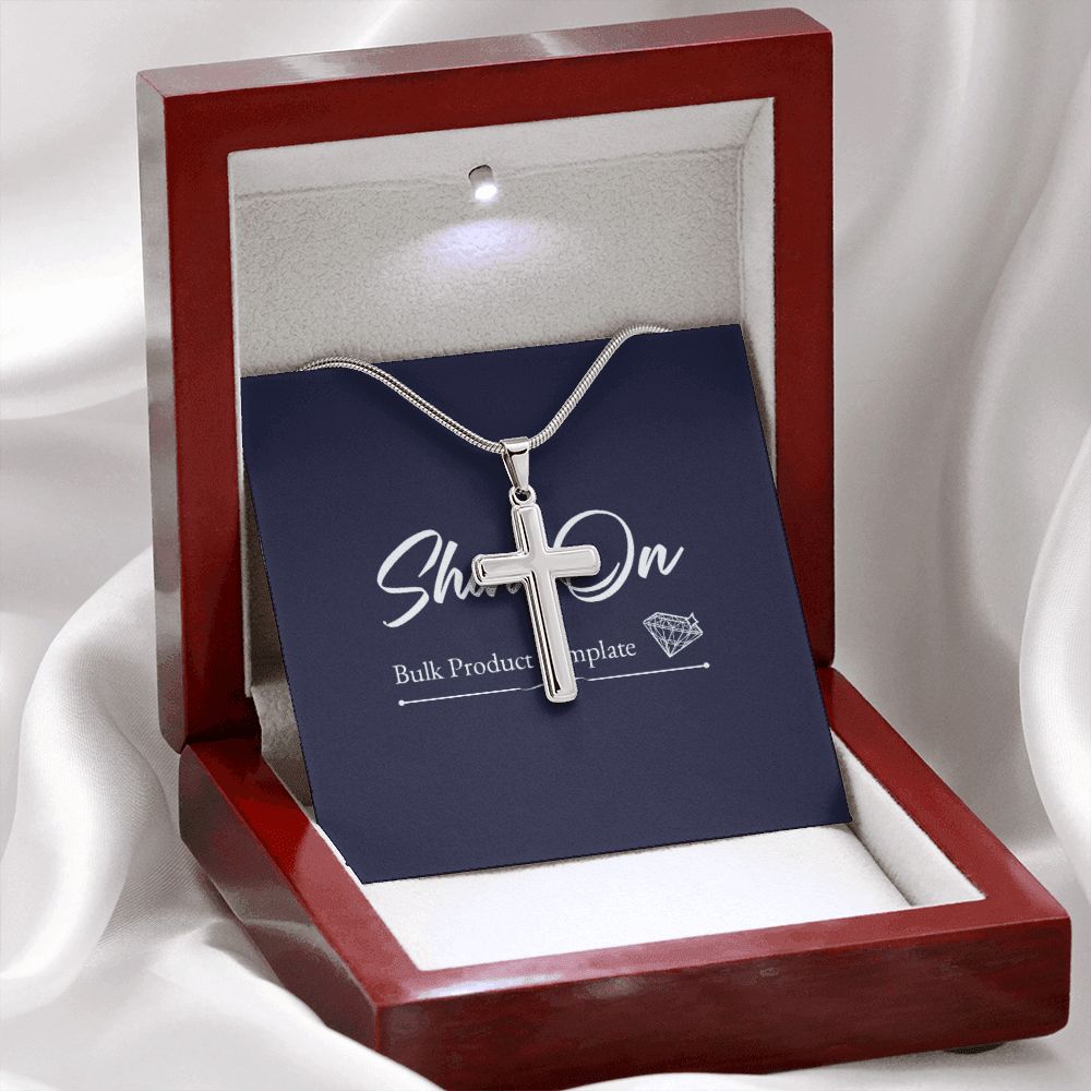 STAINLESS CROSS NECKLACE W/ BALL CHAIN & MC - ON CLOUD NINE GIFTS