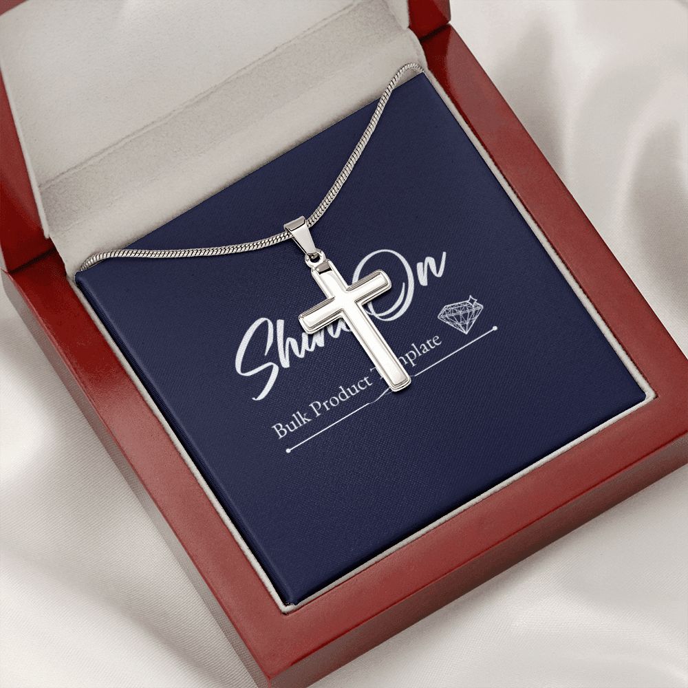 STAINLESS CROSS NECKLACE W/ BALL CHAIN & MC - ON CLOUD NINE GIFTS