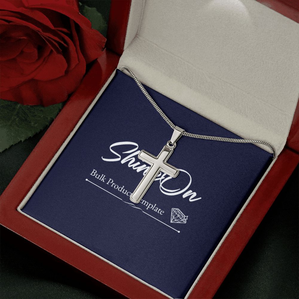 STAINLESS CROSS NECKLACE W/ BALL CHAIN & MC - ON CLOUD NINE GIFTS