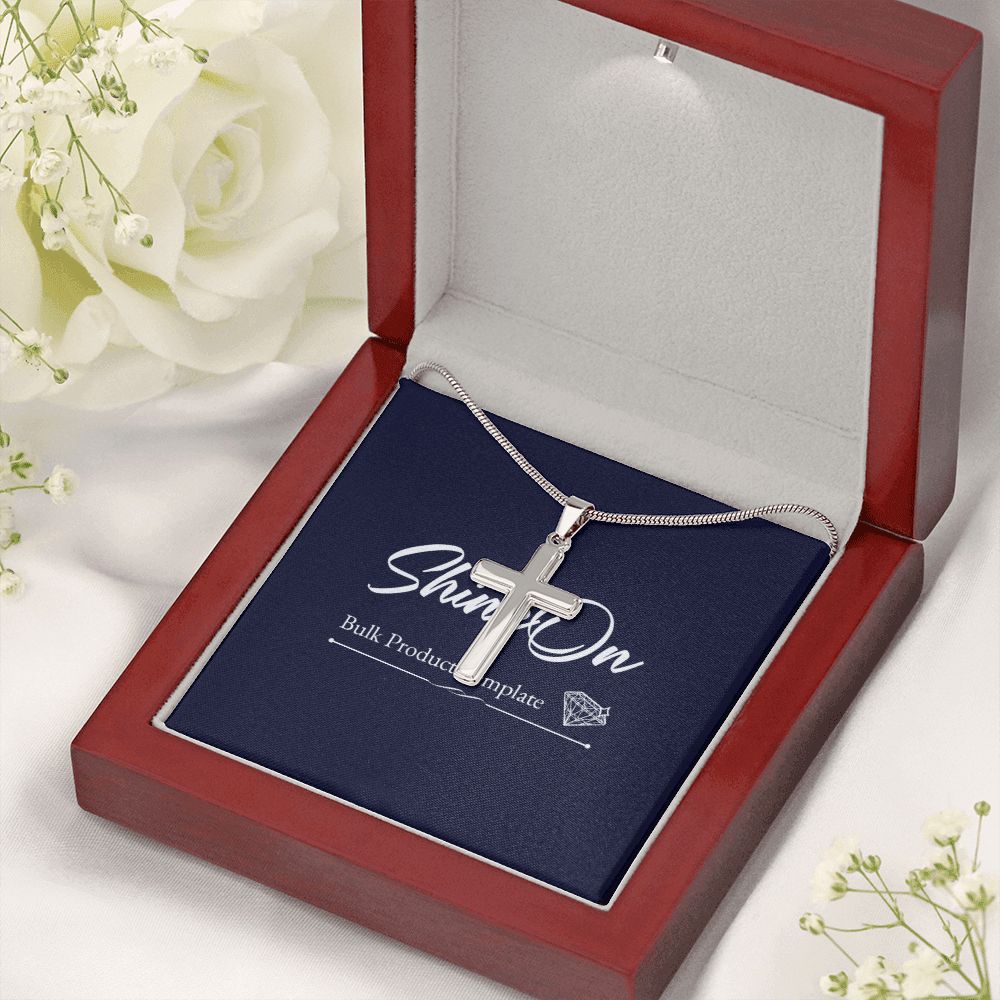 STAINLESS CROSS NECKLACE W/ BALL CHAIN & MC - ON CLOUD NINE GIFTS