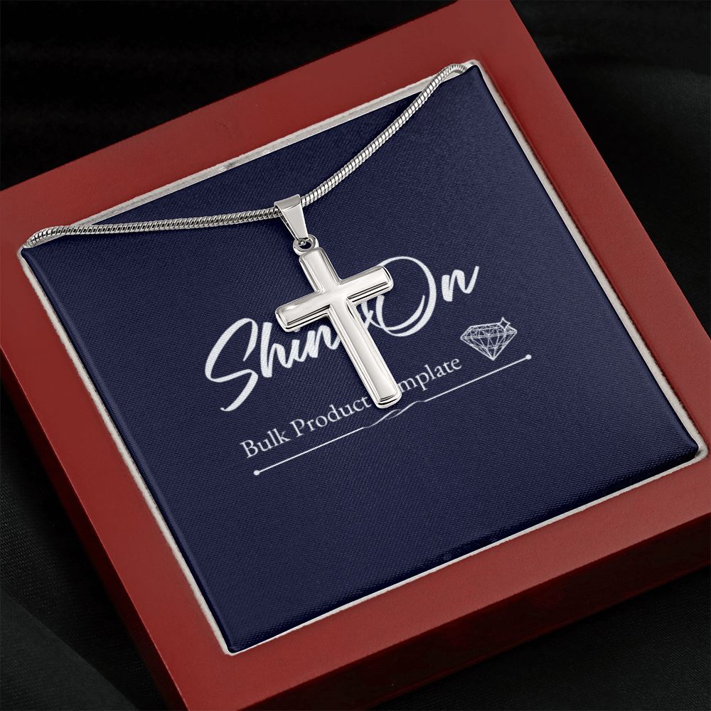 STAINLESS CROSS NECKLACE W/ BALL CHAIN & MC - ON CLOUD NINE GIFTS