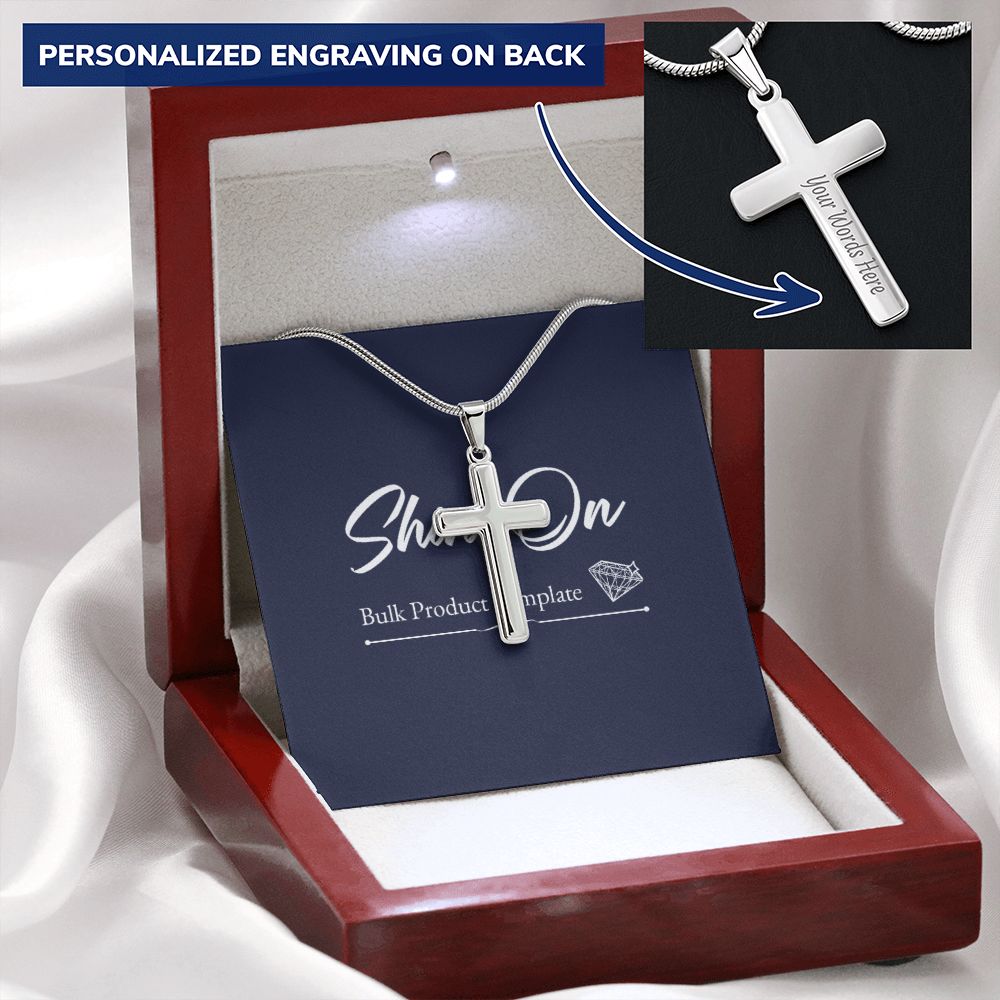 STAINLESS CROSS NECKLACE W/ BALL CHAIN & MC - ON CLOUD NINE GIFTS