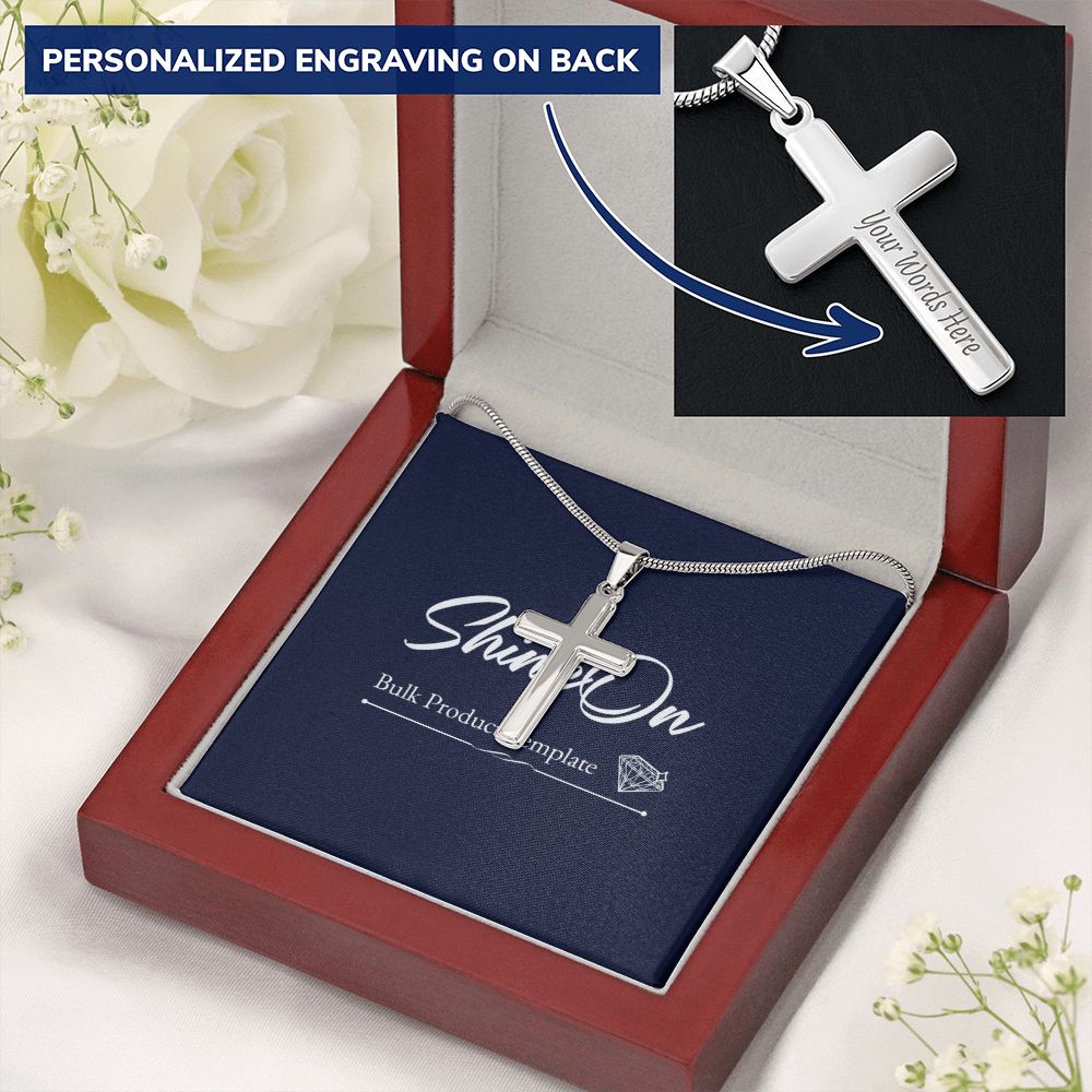 STAINLESS CROSS NECKLACE W/ BALL CHAIN & MC - ON CLOUD NINE GIFTS