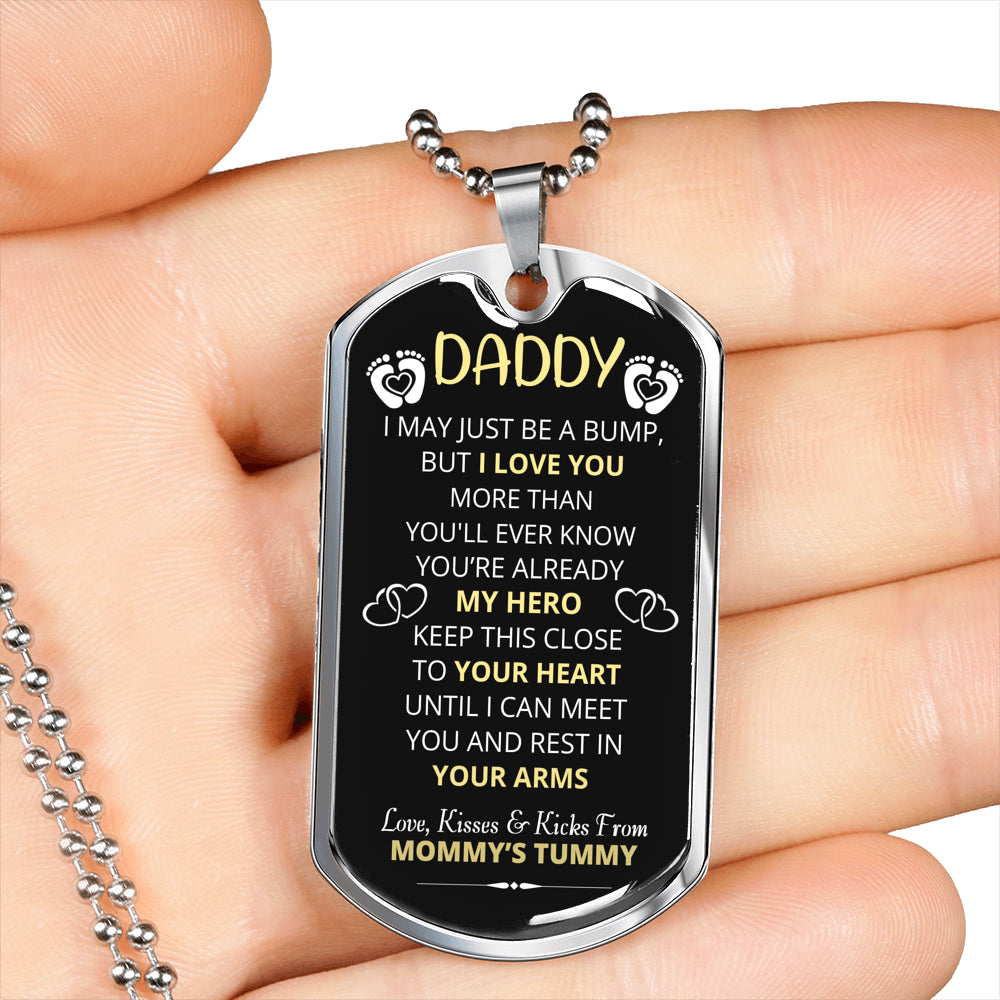 DADDY HERO BLACK DOG TAG NECKLACE GIFT SET - ON CLOUD NINE GIFTS
