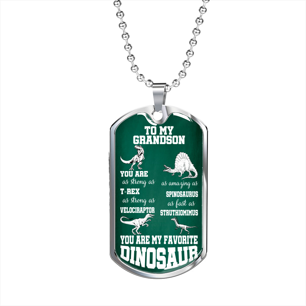 TO MY GRANDSON "DINOSAUR" DOG TAG NECKLACE GIFT SET - ON CLOUD NINE GIFTS