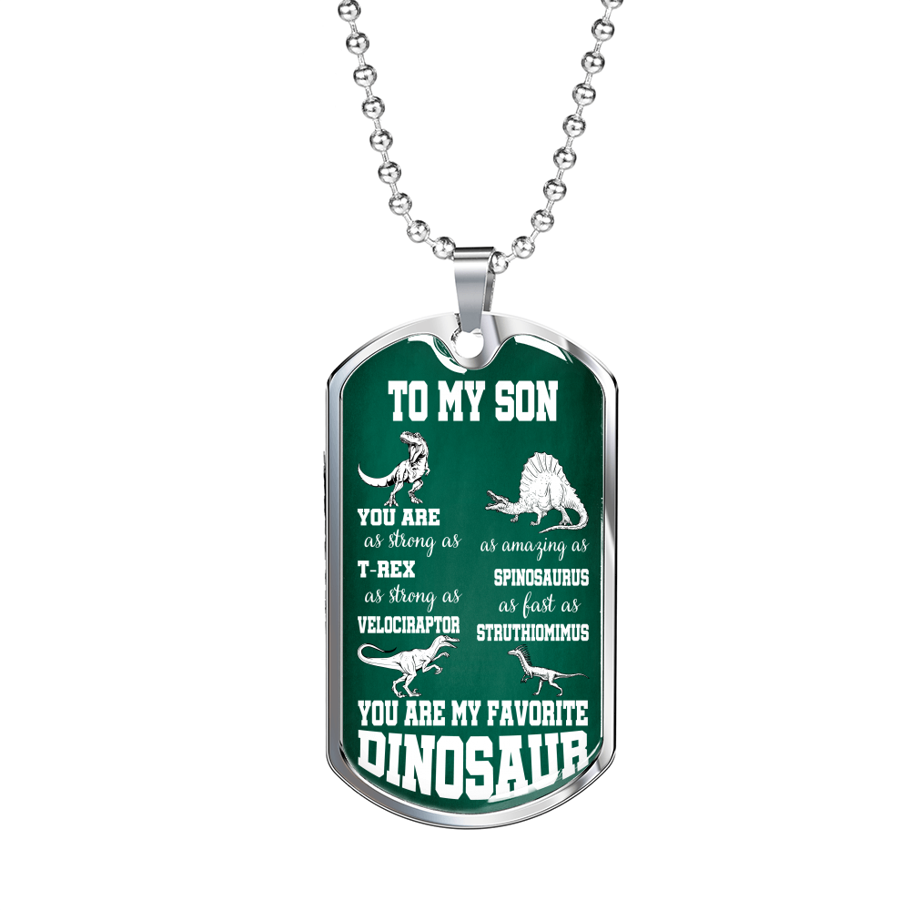 TO MY SON "DINOSAUR" DOG TAG NECKLACE GIFT SET - ON CLOUD NINE GIFTS