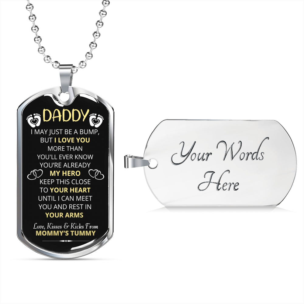 DADDY HERO BLACK DOG TAG NECKLACE GIFT SET - ON CLOUD NINE GIFTS