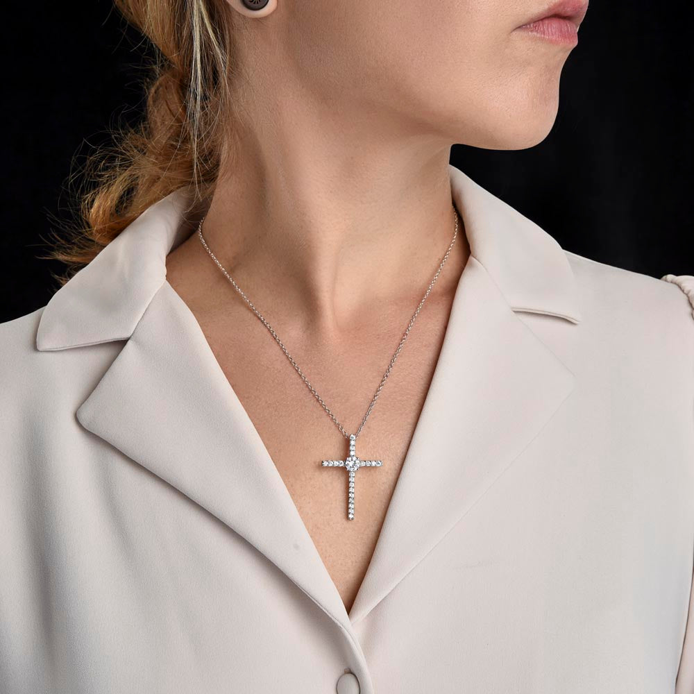 Gifts for adult granddaughter from grandmother and grandpa graduation birthday present CZ Cross Necklace with Message Card and Gift Box - ON CLOUD NINE GIFTS