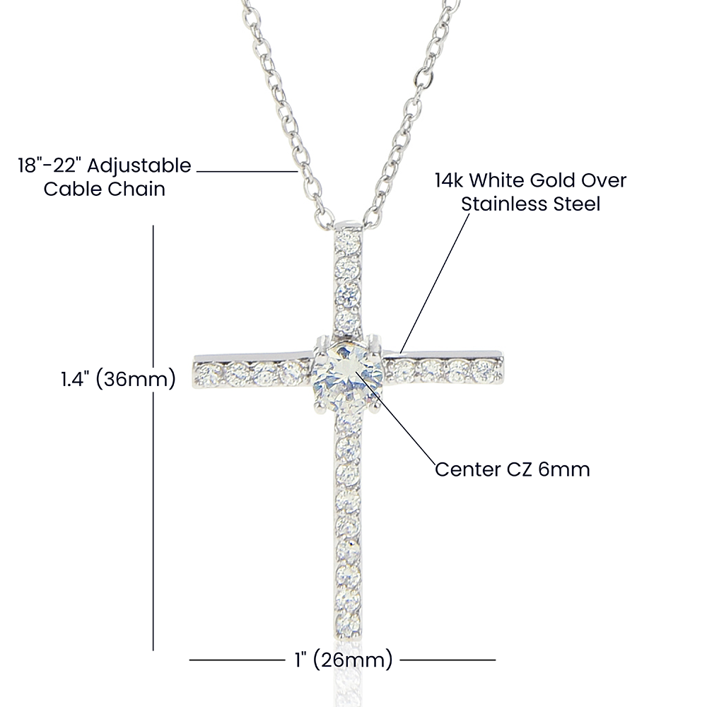 Gifts for adult granddaughter from grandmother and grandpa graduation birthday present CZ Cross Necklace with Message Card and Gift Box - ON CLOUD NINE GIFTS