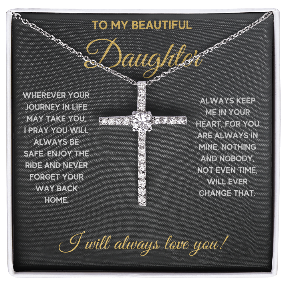 TO MY DAUGHTER JOURNEY CZ CROSS NECKLACE GIFT SET - ON CLOUD NINE GIFTS