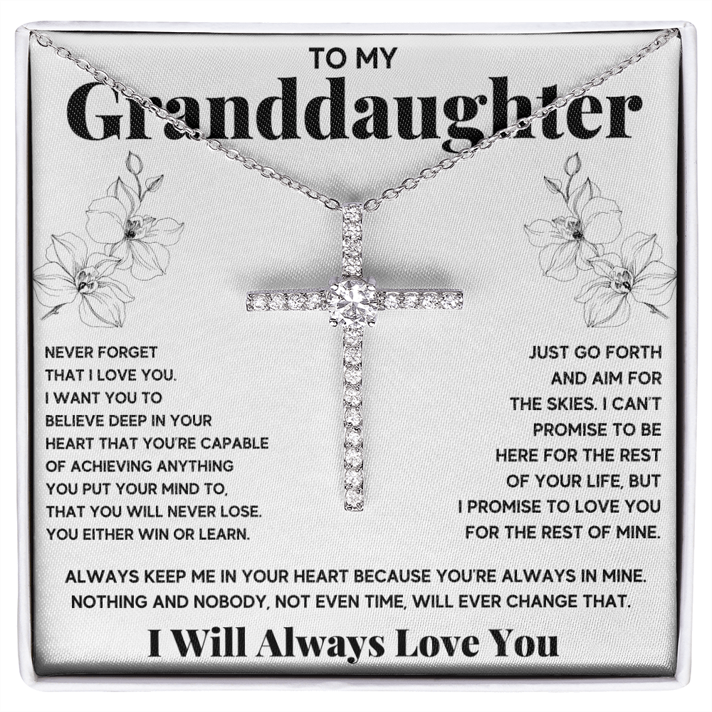 Gifts for adult granddaughter from grandmother and grandpa graduation birthday present CZ Cross Necklace with Message Card and Gift Box - ON CLOUD NINE GIFTS