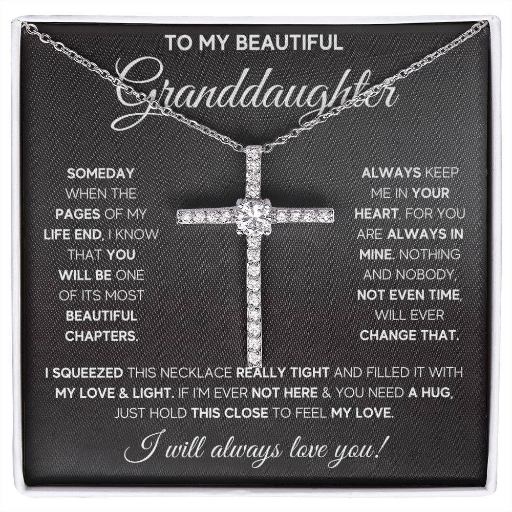 Gifts for adult granddaughter from grandmother and grandpa graduation birthday present CZ Cross Necklace with Message Card and Gift Box - ON CLOUD NINE GIFTS