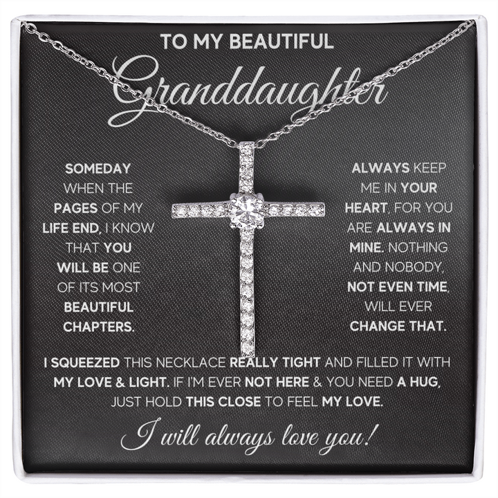 Gifts for adult granddaughter from grandmother and grandpa graduation birthday present CZ Cross Necklace with Message Card and Gift Box - ON CLOUD NINE GIFTS