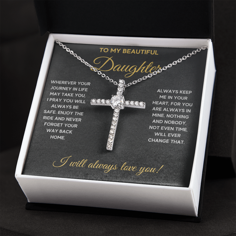 TO MY DAUGHTER JOURNEY CZ CROSS NECKLACE GIFT SET - ON CLOUD NINE GIFTS
