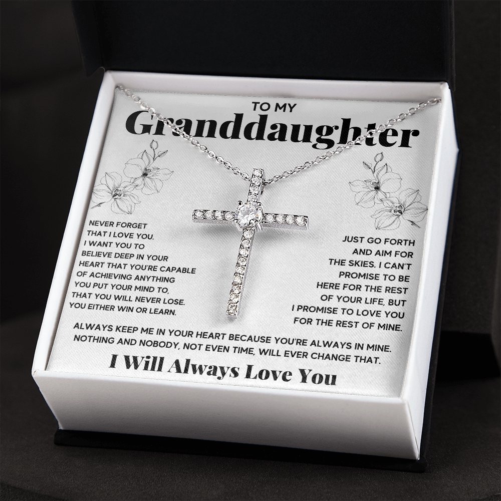 Gifts for adult granddaughter from grandmother and grandpa graduation birthday present CZ Cross Necklace with Message Card and Gift Box - ON CLOUD NINE GIFTS
