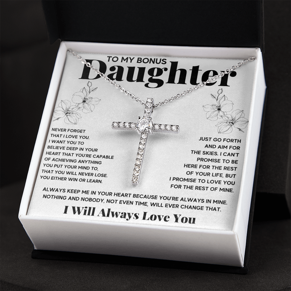 To my bonus daughter necklace, bonus daughter necklace from stepdad, step daughter necklace, step daughter from mom - ON CLOUD NINE GIFTS