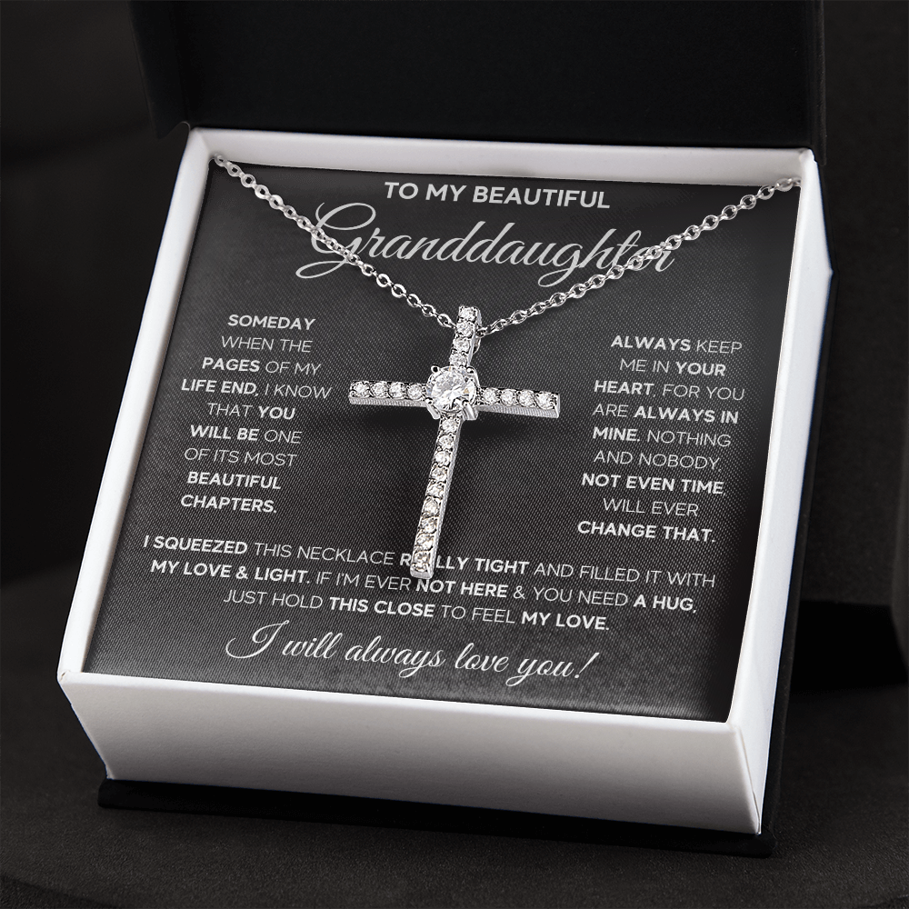 Gifts for adult granddaughter from grandmother and grandpa graduation birthday present CZ Cross Necklace with Message Card and Gift Box - ON CLOUD NINE GIFTS
