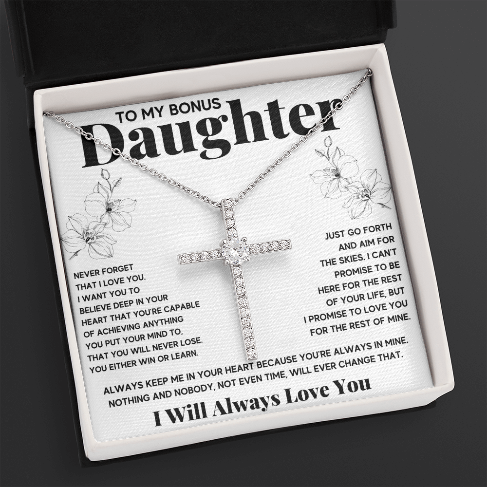 To my bonus daughter necklace, bonus daughter necklace from stepdad, step daughter necklace, step daughter from mom - ON CLOUD NINE GIFTS