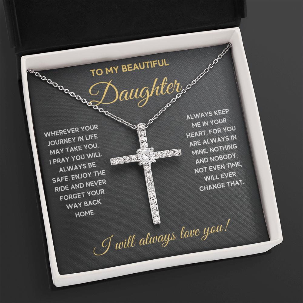 TO MY DAUGHTER JOURNEY CZ CROSS NECKLACE GIFT SET - ON CLOUD NINE GIFTS