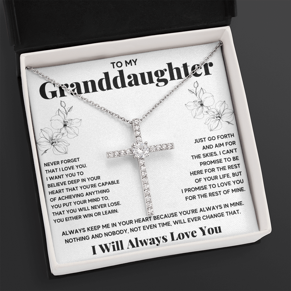 Gifts for adult granddaughter from grandmother and grandpa graduation birthday present CZ Cross Necklace with Message Card and Gift Box - ON CLOUD NINE GIFTS
