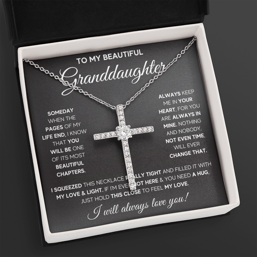 Gifts for adult granddaughter from grandmother and grandpa graduation birthday present CZ Cross Necklace with Message Card and Gift Box - ON CLOUD NINE GIFTS