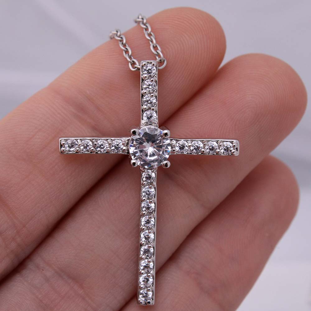 Gifts for adult granddaughter from grandmother and grandpa graduation birthday present CZ Cross Necklace with Message Card and Gift Box - ON CLOUD NINE GIFTS