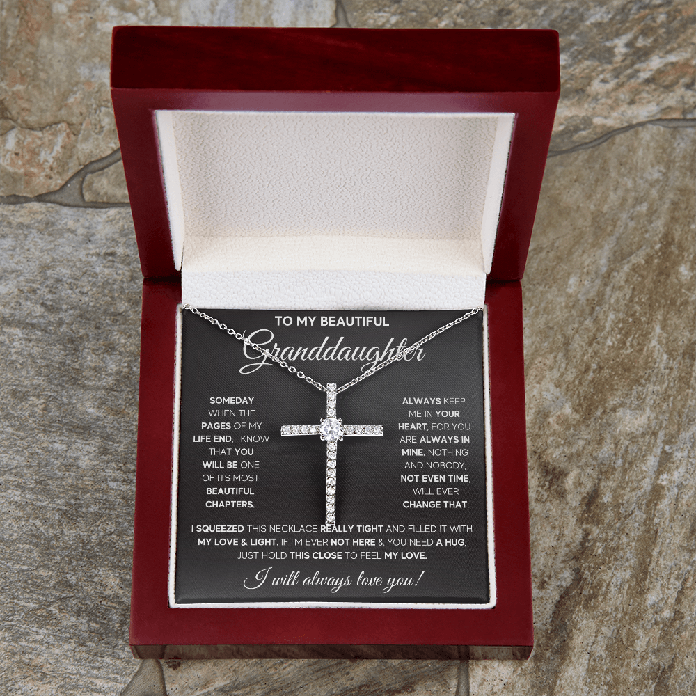 Gifts for adult granddaughter from grandmother and grandpa graduation birthday present CZ Cross Necklace with Message Card and Gift Box - ON CLOUD NINE GIFTS