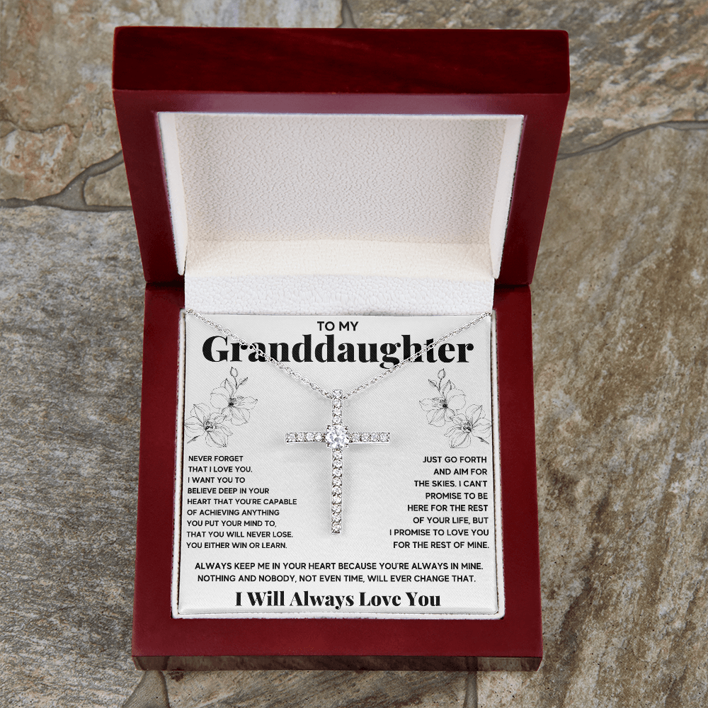 Gifts for adult granddaughter from grandmother and grandpa graduation birthday present CZ Cross Necklace with Message Card and Gift Box - ON CLOUD NINE GIFTS