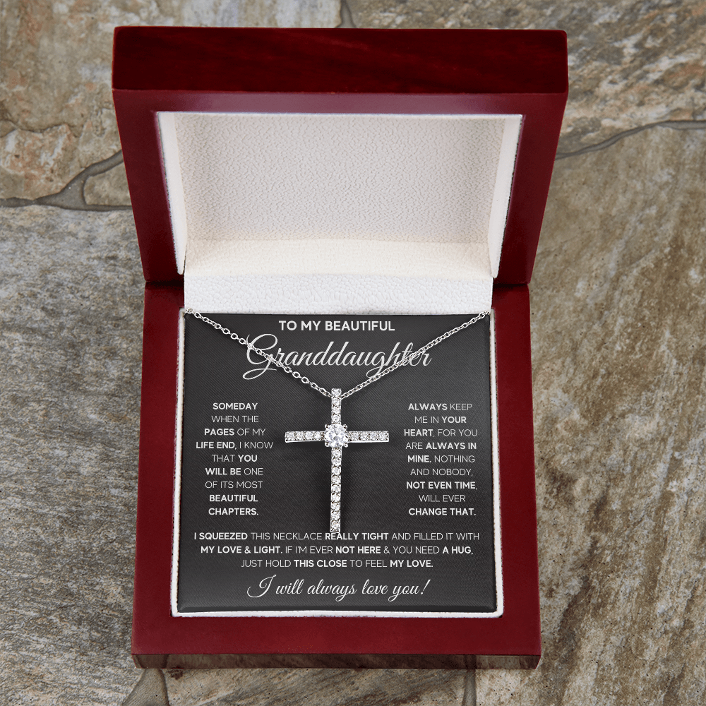 GRADDAUGHTER SQUEEZED CZ CROSS NECKLACE - ON CLOUD NINE GIFTS